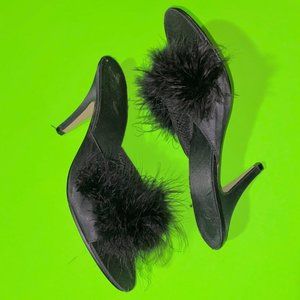 FLUFFY PEEPTOE HEELS